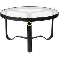 Gubi Adnet Circular Koffietafel Black Leather | Ø70 cm