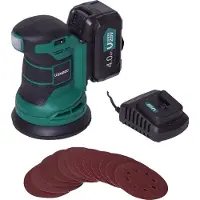 Vonroc Accu schuurmachine – VPower 20V - Incl. 4.0Ah accu & oplader - Ø125mm - Met stofzak & 12 stuks schuurpapier
