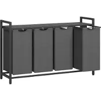 Acaza Wasmand - Wassorteerder - 4 Vakken - 160 L - 116 x 72 x 33 cm - Zwart en Grijs