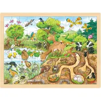 Goki Puzzel - Op Ontdekking - 96 Stukjes - 40X30X0,8Cm - Hout - 3 Jaar