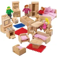 Bigjigs Poppenhuis - Meubels en poppetjes - 26dlg