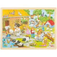 Goki Puzzel - Kinderboerderij - 48 Stukjes - 40X30X0,8Cm - Hout - 3 Jaar