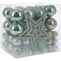 Merkloos Kerstballen Set met Piek Kerstgroen, 54st.