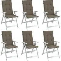 vidaXL Stoelkussens 6 st hoge rug 120x50x4 cm stof gemêleerd taupe