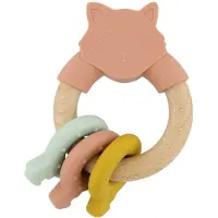 Trixie Baby Activiteitenring van Hout en Silicone - Mrs. Cat - Eerste Speelgoed voor Baby - Kraamcadeau - Baby cadeau