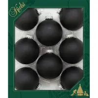 Krebs Kerstballen - 24x - velvet zwart mat - glas - 7 cm - luxe kerstversiering