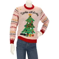 Apollo Kersttrui dames - kersttrui dames met lichtjes - Roze - Maat S - kersttrui dames volwassen - kersttrui - kerst trui - kerst trui dames