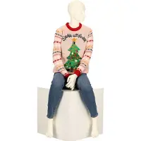 Apollo Kersttrui dames - kersttrui dames met lichtjes - Roze - Maat M - kersttrui dames volwassen - kersttrui - kerst trui - kerst trui dames