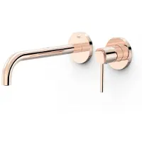 Tres Wastafelmengkraan inbouw study exclusive 2-gats gebogen uitloop 24 cm en hendel rose goud