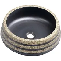 Sapho Waskom priori rond 41x15 cm keramiek strepen zwart /steen