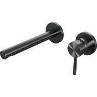 Brauer Inbouw wastafelmengkraan gunmetal edition coldstart rechte uitloop ronde hendel rechts geborsteld gunmetal pvd met rozetten