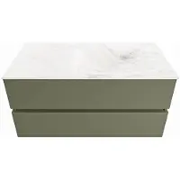 Mondiaz VICA-DLUX 100cm badmeubel onderkast Army 2 lades. Inbouw wastafel CLOUD rechts zonder kraangat, kleur Ostra.