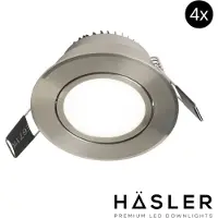 Hasler Inbouwspot Häsler Tordera Incl. Fase Aansnijding Dimbaar 8 cm 4 Watt Helder Wit RVS Set 4x