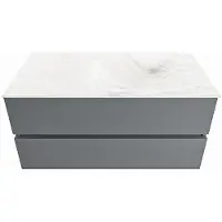 Mondiaz VICA-DLUX 100cm badmeubel onderkast Plata 2 lades. Inbouw wastafel CLOUD rechts 1 kraangat, kleur Ostra.