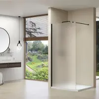 Van Rijn Inloopdouche ST01 Met Zijwand Helder Glas 90-30x200cm 8 mm Zwart