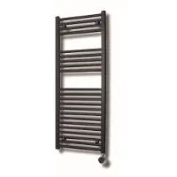 Sanicare Elektrische design radiator plug en play 111,8x45 cm wit met zwarte thermostaat incl montage set 596 watt