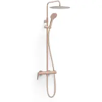 Tres Regendouche fuji in hoogte verstelbaar met handdouche mat rose gold