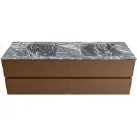 Mondiaz VICA-DLUX 150cm badmeubel onderkast Rust 4 lades. Inbouw wastafel CLOUD dubbel zonder kraangat, kleur Lava.