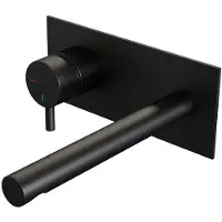 Brauer Black Edition ColdStart wastafelkraan inbouw rechte uitloop met achterplaat model B2 zwart mat