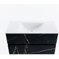 Mondiaz VICA 90cm badmeubel onderkast Marquina 2 lades. Wastafel CLOUD midden zonder kraangat, kleur Talc.