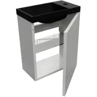 Boss & Wessing Fonteinset bws luna 54,3x39,7x21,8 cm glans wit met marble fontein zonder overloop mat zwart