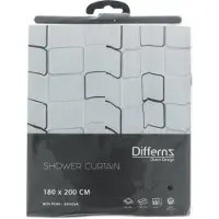 Differnz Douchegordijn Cubi Polyester 180x200 cm Zwart