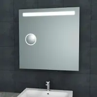 Boss & Wessing Badkamerspiegel bws mire rechthoek inclusief led verlichting + scheerspiegel 80 cm