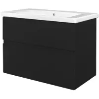Best design Quick Black greeploos wastafelmeubel onderkast met wastafel mat zwart 65cm