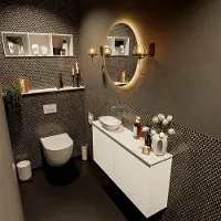 Mondiaz fowy toiletmeubel 100 cm kleur talc. Waskom positie links kleur talc | talc. Zonder kraangat