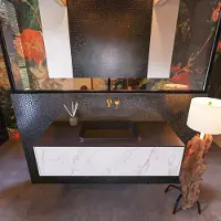 Mondiaz Badkamermeubelset Erin 120 cm met 1 Lade met RIDGE Wastafel Midden Urban Zonder Kraangaten Greeploos Mat Carrara