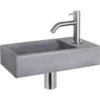 Differnz Fonteinset force beton 40x22x8 cm donker grijs met gebogen kraan mat chroom