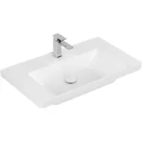 Villeroy & Boch Wastafel Subway 3.0 Met CeramicPlus 1 Kraangat Zonder Overloop 80x47x16.5 cm Stone White