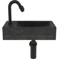 Boss & Wessing Fonteinset compleet | hardsteen | hiroko 40x23x11 cm | links | mat zwart