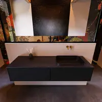 Mondiaz Badkamermeubelset erin 150 cm met 2 lades met ridge wastafel rechts urban zonder kraangaten greeploos mat urban