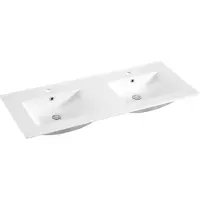 Sanilux Wastafel classic 120x47x2,5 cm keramiek wit dubbel