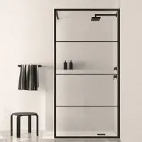 Boss & Wessing Inloopdouche bws black line 70x200 cm 8 mm nano glas mat zwart raster