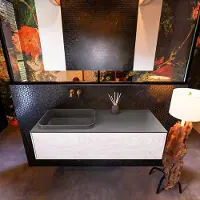 Mondiaz Badkamermeubelset erin 120 cm met 1 lade met ridge wastafel links dark grey zonder kraangaten greeploos mat underlayment