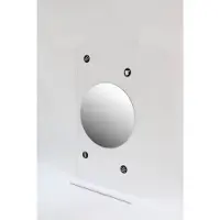 Ink fonteinplanchet note staal glans wit 36x72 cm inclusief ronde spiegel helder glas 32 cm