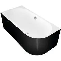 Polysan Viva L MONOLITH asymmetrisch bad 170x75x60cm, wit/zwart