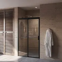 Boss & Wessing Douchedeur BWS Black Edition Frame Softclose Links 120x200 cm Helder Glas Zwart