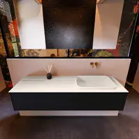 Mondiaz Erin 150cm badmeubel Urban met 1 lade en beige wastafel rechts zonder kraangaten