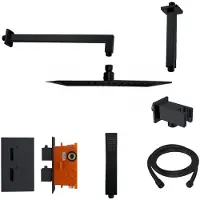 Best design Regendoucheset Nero Vierkant Thermostatische Inbouwset Mat Zwart