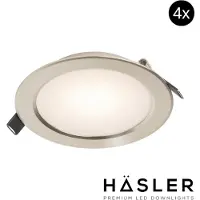 Hasler Inbouwspot Häsler Volterra Incl. Fase Aansnijding Dimbaar 13.7 cm 8 Watt Warm Wit RVS Set 4x