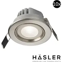 Hasler Inbouwspot Häsler Tarragona Incl. Fase Aansnijding Dimbaar 8 cm 4 Watt Helder Wit RVS Set 10x
