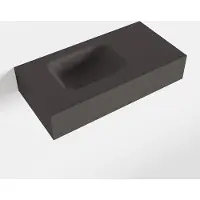 Mondiaz LEX Dark_grey vrijhangende solid surface wastafel 60cm. Positie wasbak links