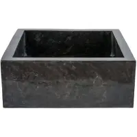 Boss & Wessing Waskom bws stone vierkant 40x40x15 cm gepolijst natuursteen zwart