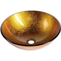 Sapho Ago Glazen waskom Ø42cm, goudoranje