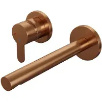 Brauer Copper Edition ColdStart wastafelkraan inbouw rechte uitloop en rozetten model D2 koper geborsteld PVD