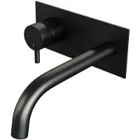 Brauer Black Edition ColdStart wastafelkraan inbouw gebogen uitloop met achterplaat model B2 zwart mat