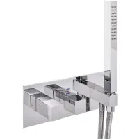 Sanimex Inbouw douchekraan giulini thermostatisch 1-uitgang vierkant incl. Handdouche en box inbouwdeel chroom